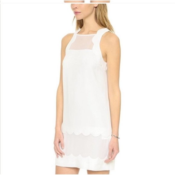 Club Monaco White Dress Scalloped Size 4 Graduation Bridal - Picture 1 of 13